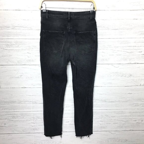 We The Free People Jeans Faded Black Zuri Ankle Mom Distressed Button Fly 25 - Picture 2 of 9